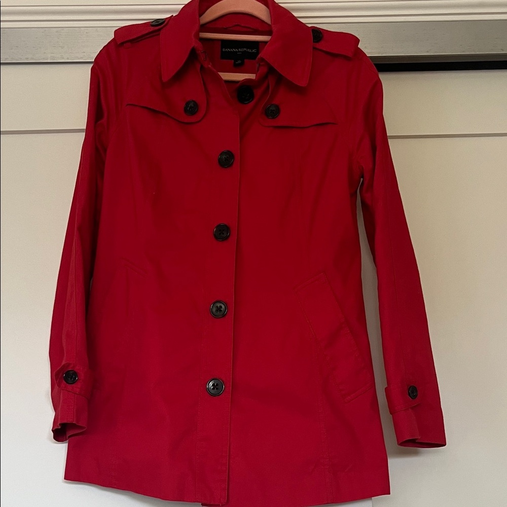 Banana Republic Bright Red Trench Coat